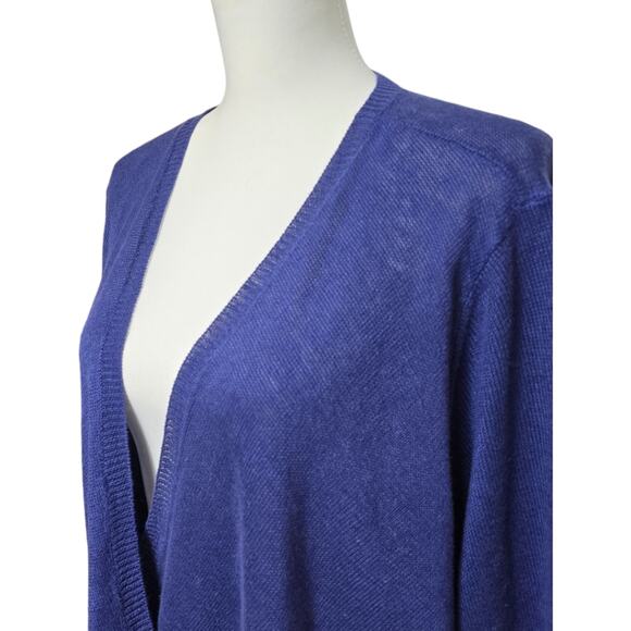 Eileen Fisher Straight Cardigan Fine‎ Gauge Linen Sapphire Blue 2X - Picture 2 of 13
